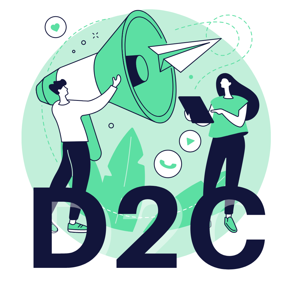 D2C logo symbolizing OrderScope's commitment to optimizing the client journey and delivering a personalized shopping experience.