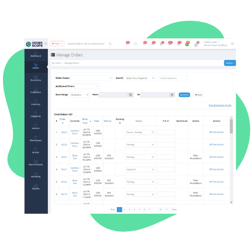 OrderScope's Order Management Dashboard OrderScope's Order Management Dashboard
